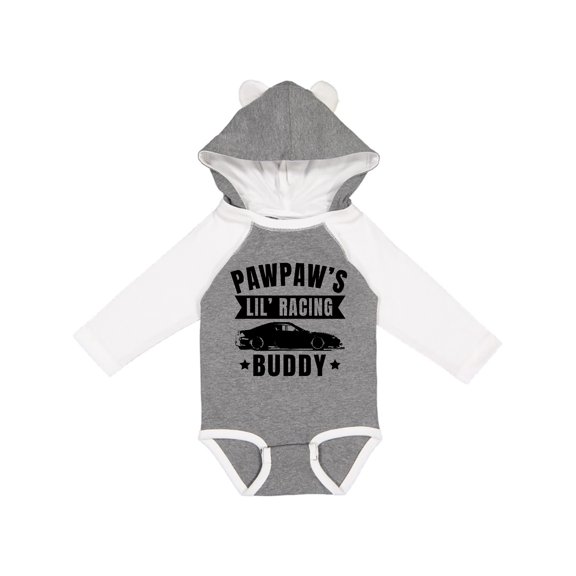 Inktastic Pawpaw's Lil' Racing Buddy with Car Silhouette Boys or Girls Long Sleeve Baby Bodysuit