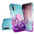 thumbnail image 3 of SOGA Cover Compatible for Samsung Galaxy Note 10 Case, Liquid Floating Quicksand Case with Diamond Ring Stand for Magnetic Car Mount - Purple on Aqua, 3 of 5