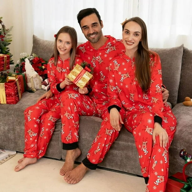 Conjunto de pijamas a juego para mama y papa de Navidad familiar pelele de invierno para bebe traje de 2 piezas suave de algodon ropa de dormir apariencia familiar de Navidad