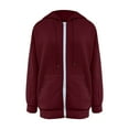 thumbnail image 4 of MeetoTime Veste Sweat à Manches Longues pour Femmes Automne Tendance Décontractée à Capuche Zippée avec Poches, 4 of 6