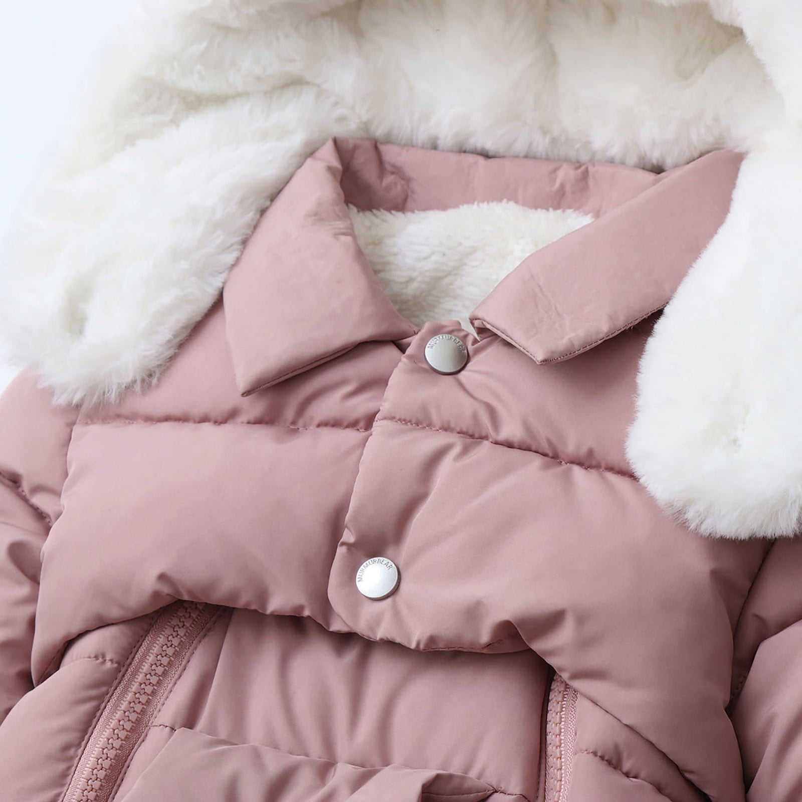 Winter Warm Bodysuit Solid Cute Bear Hooded Puffer Romper Boys Girls Snowsuit One Piece Jumpsuit