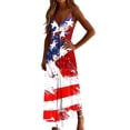 thumbnail image 6 of Rciityk 4th of July Maxi Dress for Women - Casual V Neck Patriotic USA Flags Print Sleeveless Spaghetti Strap Ankle Length Summer Vacation Dress, Size L, 6 of 8