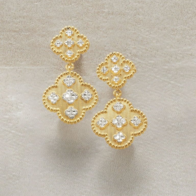 Gold Clover Drop Earrings