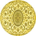 thumbnail image 1 of Ahgly Company Machine Washable Indoor Round Medallion Yellow Traditional Area Rugs, 3' Round, 1 of 4