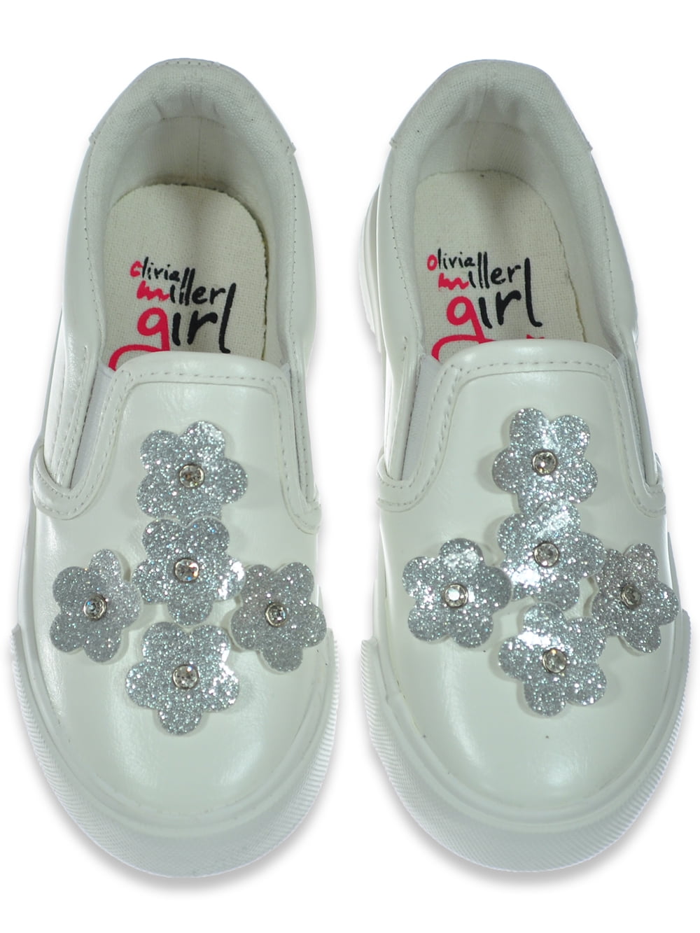 girls NEW SILVER SPARKLE SNEAKERS SHOES size 4 OLIVIA MILLER laces SCHOOL  WEAR