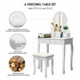 thumbnail image 3 of Gymax Makeup Dressing Vanity Table Set w/ Mirror 4 Drawers Wooden Stool White, 3 of 7