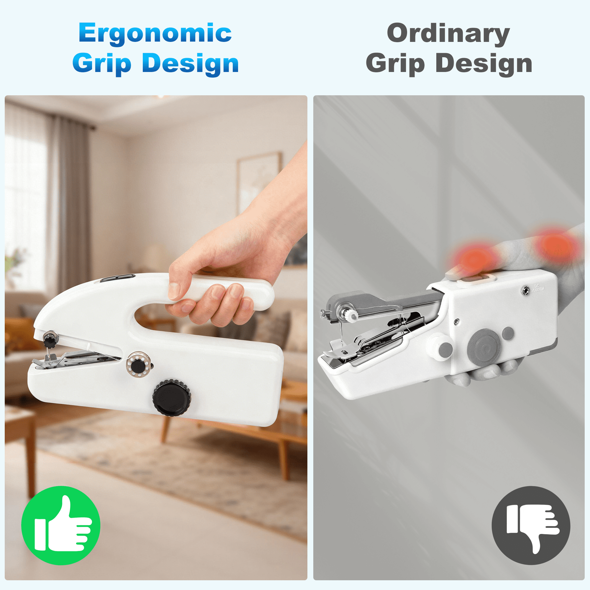 BCOOSS Small Handheld Sewing Machine, Portable Mini Sewing Machine for Hemming with 2 Speed Modes