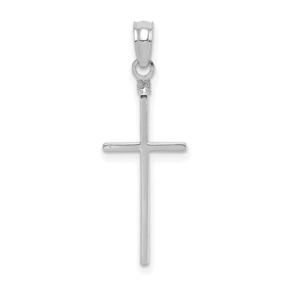 Diamond2Deal 10K White Gold Polished Cross Pendant for Women