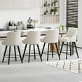 thumbnail image 7 of VINGLI 26" H Swivel Barstools Set of 2, Linen Fabric Upholstered Counter Stool with Back, Kitchen High Chairs Counter Height Bar Stools with Cushion, Solid Wood Legs, Beige, 7 of 7