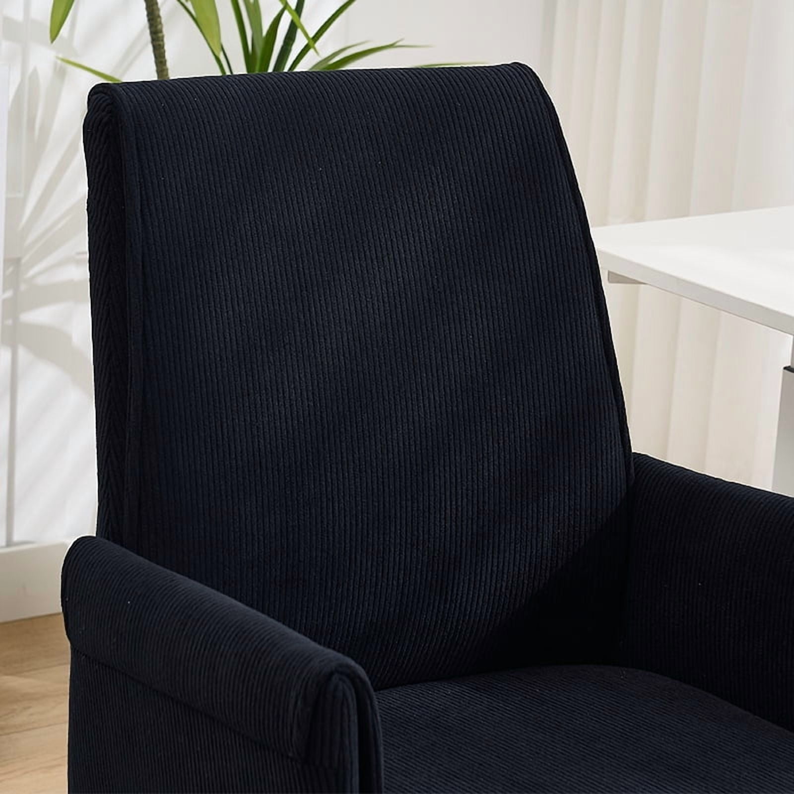 Mid Back Office Chair with Ergonomic Design, Fabric Lumbar Support, Adjustable Golden Base for Desk Work, Black