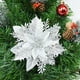 thumbnail image 3 of 3/5/10 piezas de flores navideñas rojas con purpurina de 14 cm, flores artificiales para árbol de Navidad, decoración navideña colgante para el hogar, Año Nuevo, Navidad, 3 of 5