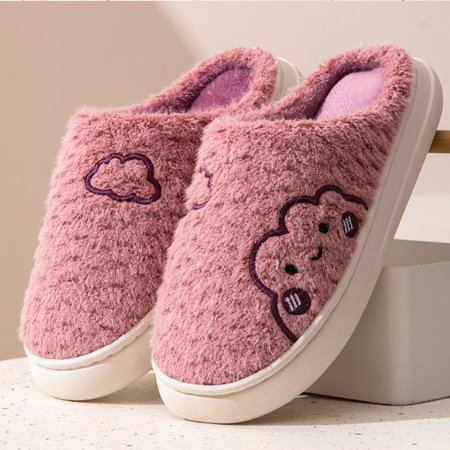

shuwee womens Clouds Slippers Winter Fuzzy Slippers Indoor Outdoor Slip Memory Foam House Slippers