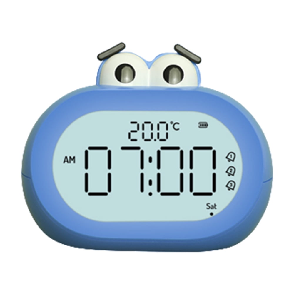 Cartoon Alarm Clock with Backlit Digital Table Clock with Temperature