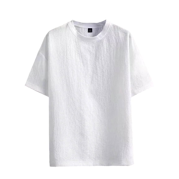 Blmnix Men Shirts Pullover Oversized Bamboo Shirts Heavy Weight Tshirts Tees White Crew Neck Short Sleeve Classic T-Shirt Summer Shirts for Men,L