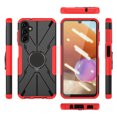 thumbnail image 3 of Heavy Duty Bracket Case for Samsung Galaxy A14 5G, Dual-Layers Rugged PC Soft Silicone Shockproof Lens Protection Case with Rotated Ring Holder Kickstand Magnetic Non-Slip Cover,Red, 3 of 6