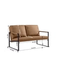 thumbnail image 3 of 45inch Small PU Leather Loveseat Sofa, Mid Century Modern Metal Frame Upholstered Couch with Extra Thick Padded Backrest and Seat Cushion, 2 Seater Sofa for Small Space Living Room Bedroom, Light Tan, 3 of 7