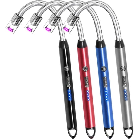 4 Pack Candle Lighter Electric Rechargeable Arc Windproof Lighters Flexible Neck Long Rotate 360 Plasma USB Flameless Candles Grill BBQ