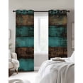 thumbnail image 4 of Vintage Teal Stripe Kitchen Curtains Farmhouse Shabby Turquoise Cafe Short Curtains for Bathroom Blackout Window Curtain Grommet Small Window Treatment Tier Drapes for Bedroom Living Room 27.5"x39"x2, 4 of 9