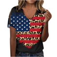 thumbnail image 2 of Fiudx Ofertas Flash Del Día Solo En Línea Camiseta Informal de Manga Corta con Cuello En V para Mujer, Jersey con Botones y Estampado Del Día de La Independencia, Camiseta de Manga Cruzada, 2 of 5