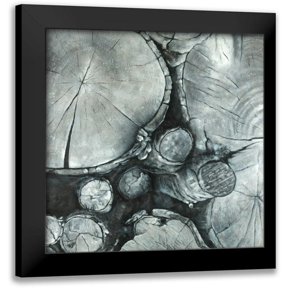 Atelier B Art Studio 12x12 Black Modern Framed Museum Art Print Titled - Textured Wooden Logs