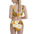 thumbnail image 3 of Daiia White Floral and Butterflies printed 2 piece Swimsuit Bikinis for Women High Waisted Racerback Bathing Suits Summer Tummy Control Scoop Neck Swimwear-Small, 3 of 8