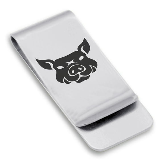 Stainless Steel Year of the Pig Zodiac Classic Slim Money Clip Credit Card Holder