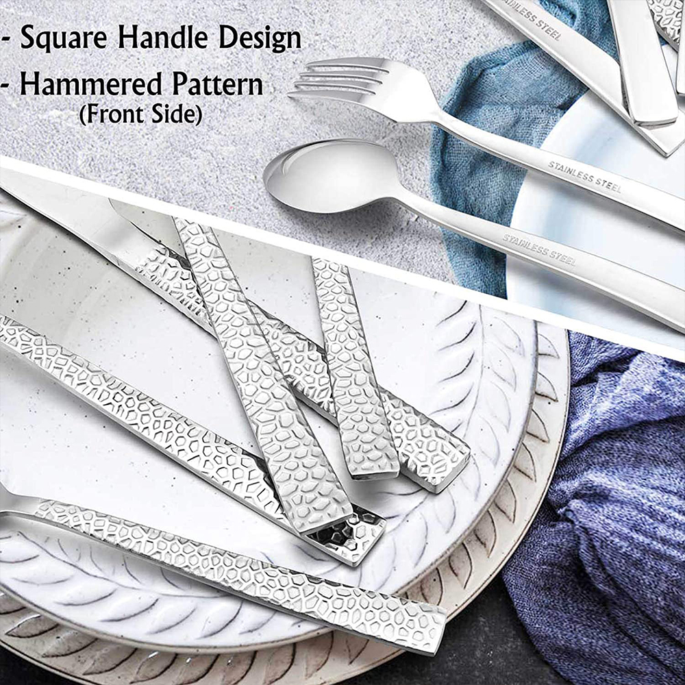Vesteel 40-Piece Hammered Stainless Steel Flatware Set photo 2