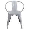 thumbnail image 2 of Bowery Hill Industrial Metal Stackable Dining Arm Chair in Silver, 2 of 4