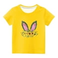 thumbnail image 2 of piuwrlz Easter outfits Short Tops Sleeve Shirts for Girls Boy Printed Round Neck Tops Shirt Undershirts Yellow Size 11 Years, 2 of 6