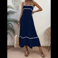 thumbnail image 4 of Vestido de Verano para Mujer, con Tirantes Finos, Informal, Fluido, de Encaje, Midi, para Playa, 2025. Azul Marino L, 4 of 7