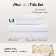 California Design Den Full Size Sheet Set - 400 Thread Count 100% Cotton, Soft Sateen Sheet Set, Durable Bedding with Deep Pockets - White