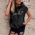 thumbnail image 2 of HNMKIU Débardeur Femme Grande Taille Mode Imprimé Sweat à Capuche Manches Courtes Blouse Ample, 2 of 4