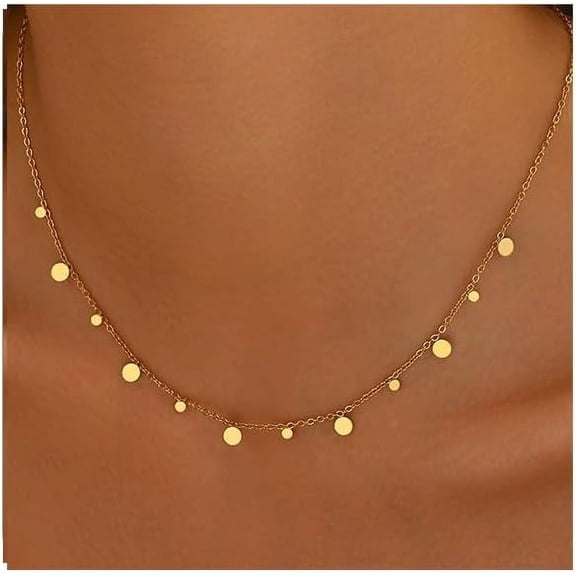 XBage 18K Gold Plated Pendant Necklace For Women Dainty Star Cross Heart Charm Choker Necklace Layered Lip Chain Necklaces Stainless Steel Trendy Jewelry1420