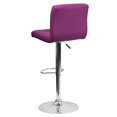 thumbnail image 2 of Contemporary Purple Quilted Vinyl Adjustable Height Barstool with Chrome Base, 2 of 7