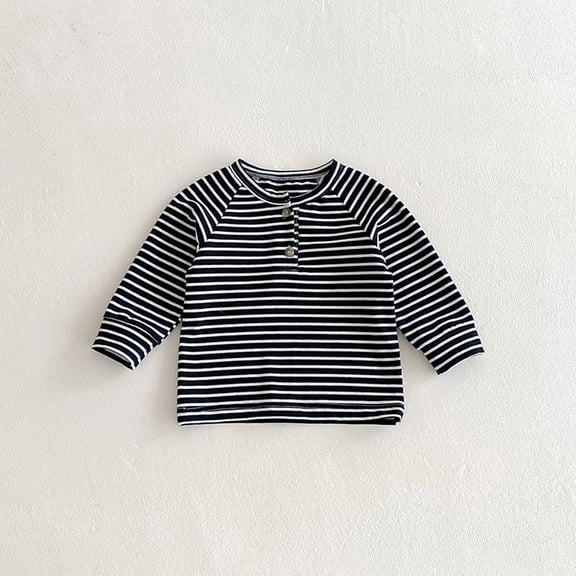 Cowsor Girls Striped Long Sleeve Shirts Drop Shoulder Casual Fashionable Crewneck Blouse Tee Tops