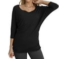 thumbnail image 2 of Blusa para Mujer con Mangas 3/4 y Frunces Laterales en Negro, 2 of 5
