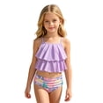 thumbnail image 3 of CAIVO Kids Girls Ruffle Bikini Swimsuit Two Piece With Floral Print Comfortable Stretch For Beach Pool Party Soft Summer Swimwear, 3 of 9