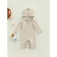 thumbnail image 3 of Franhais 2 Pieces Baby Girl Boy Outfit, Solid Color Hollow Out Knitted Long Sleeve Jumpsuit + Hat, 3 of 8