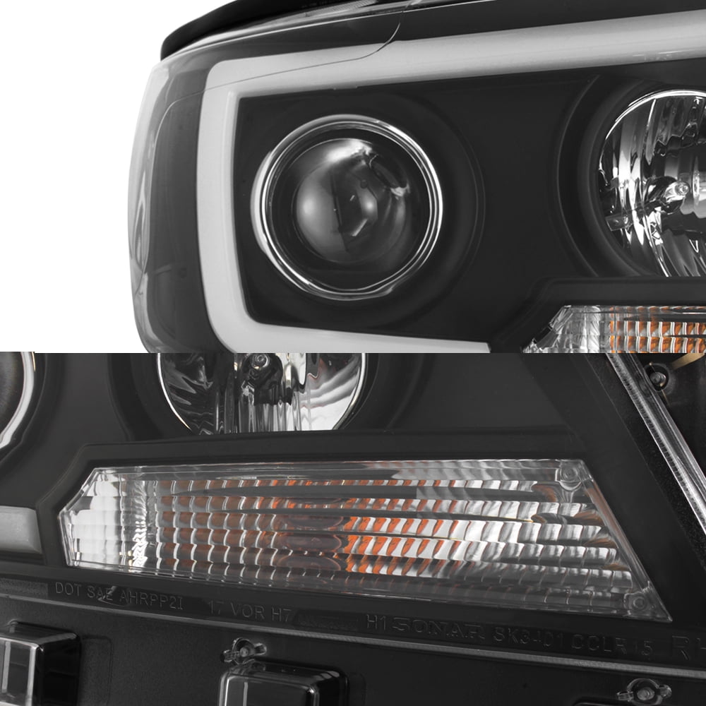 AKKON - For 2015-2022 Chevy Colorado Full LED Daytime Running Lamp Bar Projector Headlights Black Housing Clear Lens Set