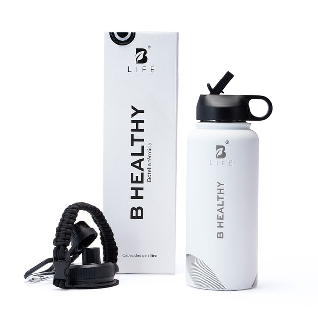 Botella Térmica Color Blanco 1L (32 Oz) B Healthy | Libre de BPA | B Life