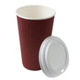 thumbnail image 6 of 16 oz Crimson Paper Ripple Wall Coffee Cup - with White Lid - 3 1/2" x 3 1/2" x 6 1/4" - 20 count box, 6 of 10