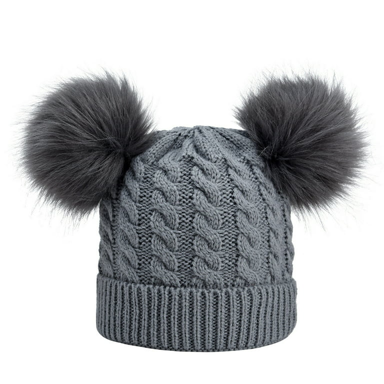 Kids Winter Hat Toddler Knitted Pom Beanie Hat Cotton Lined Cap Baby Girls Boys Hat Hat with Ears Men Rabbit Hat Ear Flap Hats for Men Cycling Winter