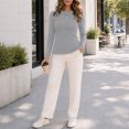 thumbnail image 6 of hotojiny Long Sleeve Shirts for Women Basic Crew Neck Slim Fit Tops Fall Winter Thermal T-Shirts Base Layer Tees(Gray,XX-Large), 6 of 7
