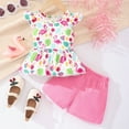 thumbnail image 3 of Girls' Clothing Sets Flamingo Outfits 3T Litter Kids Summer Clothes Cute Top and Red Shorts Girl Summer Clothes (869-3), 3 of 3