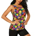 thumbnail image 2 of Xecao Hawaiian Style print women's scoop neck, loose-fit workout tank tops for the gym., 2 of 9