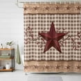 thumbnail image 2 of Shower Curtain Barn Star Berry Bathroom Curtains with Hooks, Waterproof Fabric Wooden Brown Buffalo Plaid Bath Shower Curtains Set for Bathroom Bathtubs Decor 36x72 Inch, 2 of 9