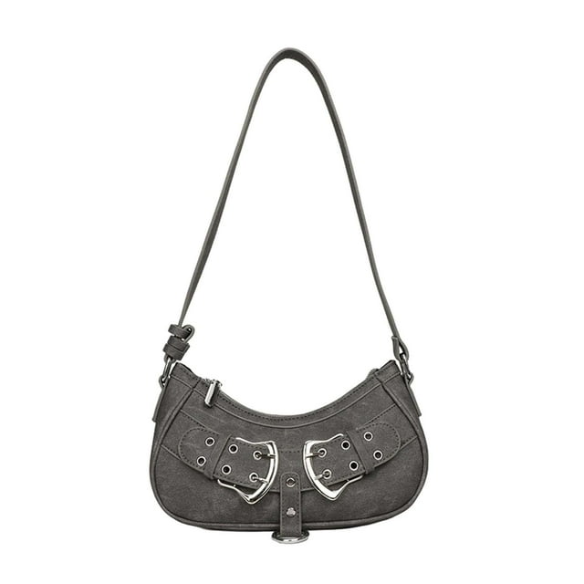 Bolso de hombro para mujer, moderno, informal, con cremallera, para exteriores gris