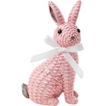 JEWLALO 8" Rattan Rabbit Garden Statue Decor, Wicker Bunny Easter Table Decorations, Rabbit Figurines for Indoor Outdoor, Home, Patio, Lawn Ornaments, Yard Spring Decorations