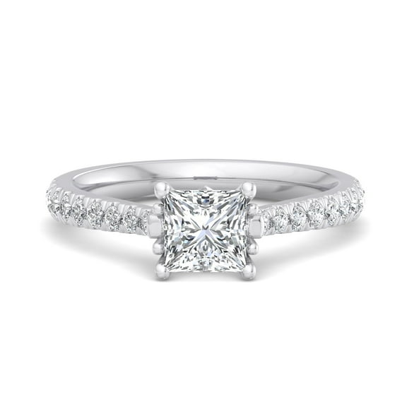Silvago Jewelry 2.02 Ct Princess Cut Moissanite Engagement Ring - 14K White Gold Plated Ring for Women - Stunning Proposal Band - Anniversary or Birthday Gift