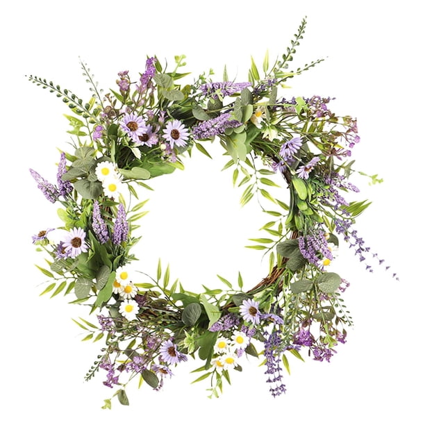 Corona artificiales con corona de de primavera para decoración de puerta dentera de ventana al Ronda Sunnimix Corona de la puerta de entrada
